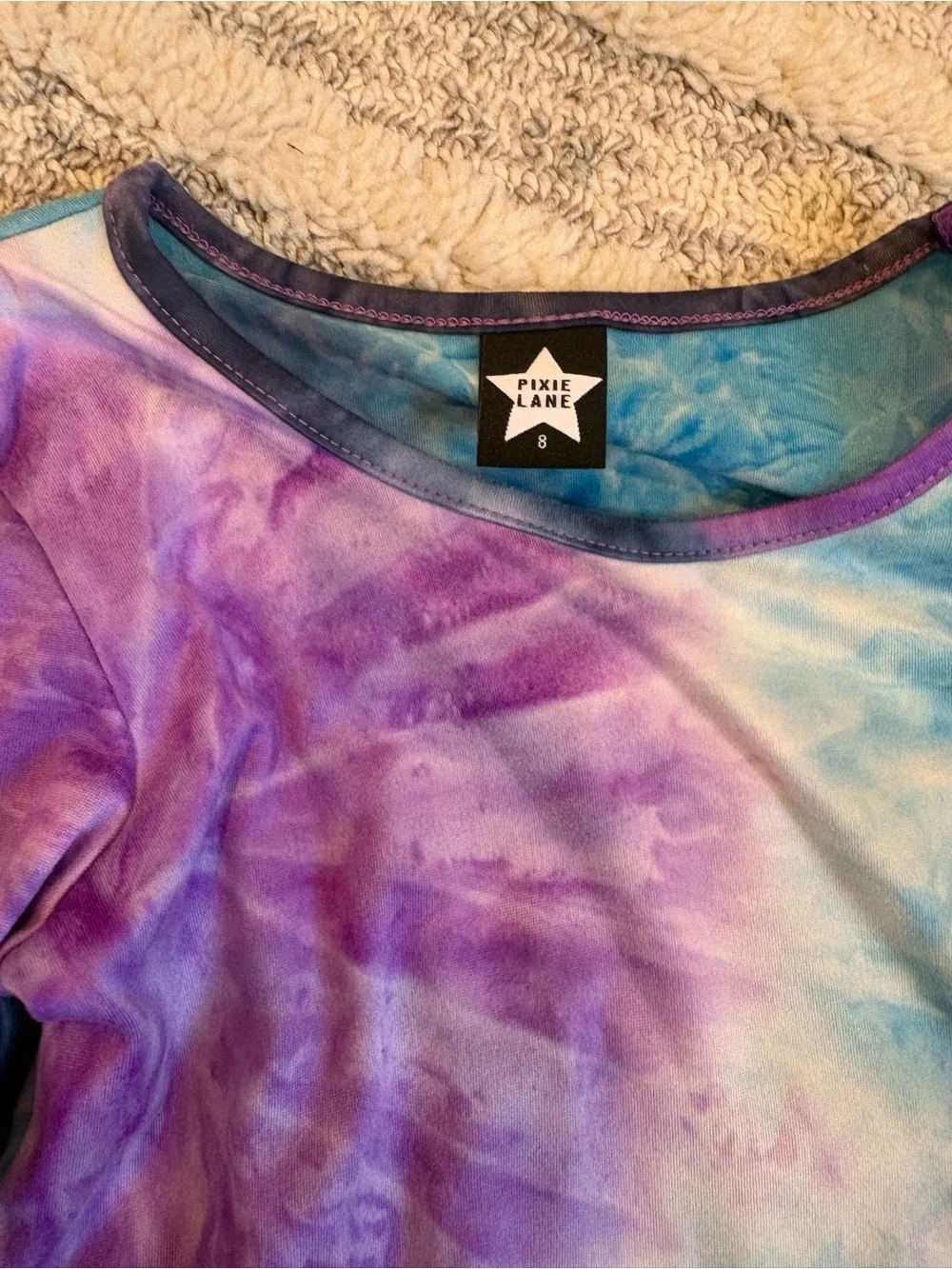 Pixielane Tie-Dye Peplum Long Sleeve Dress